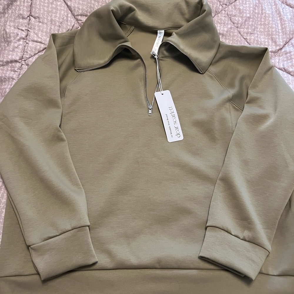 Khaki Quarter-Zip Sweatshirt